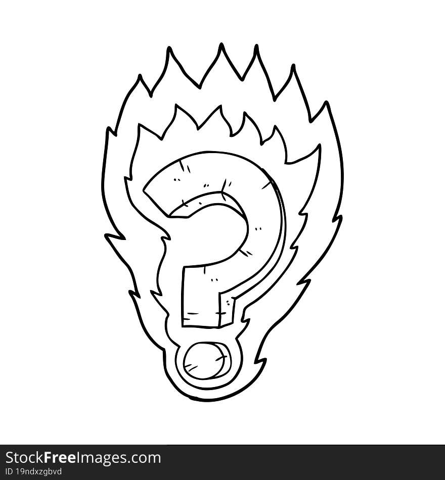 cartoon flaming question mark. cartoon flaming question mark