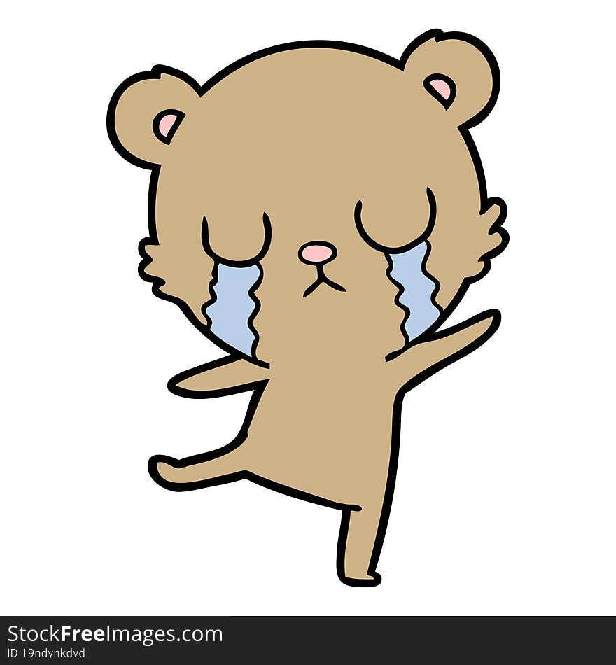 crying cartoon bear doing a sad dance. crying cartoon bear doing a sad dance