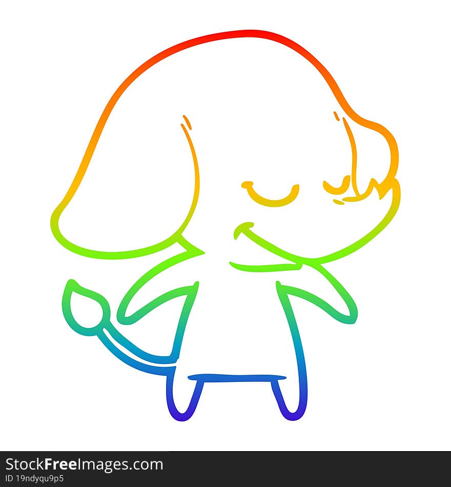 rainbow gradient line drawing cartoon smiling elephant