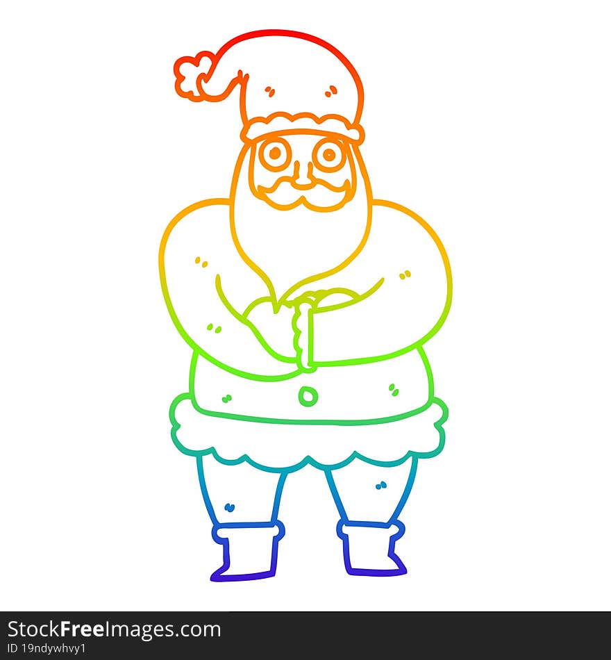 rainbow gradient line drawing cartoon santa