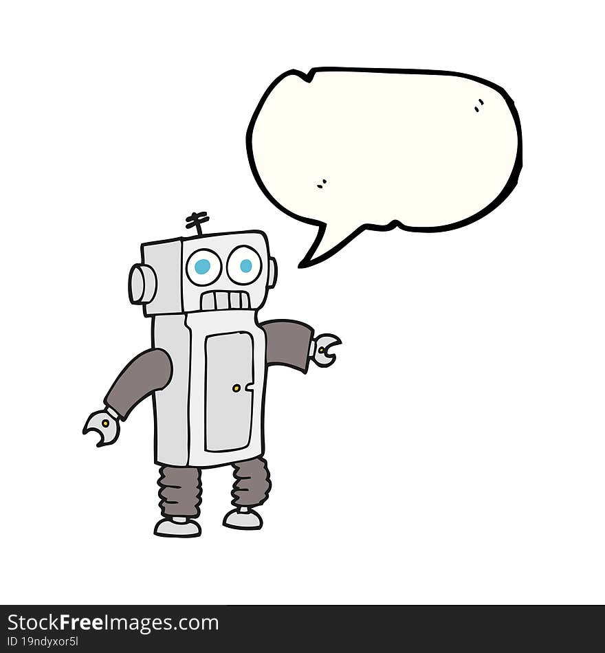 Speech Bubble Cartoon Robot