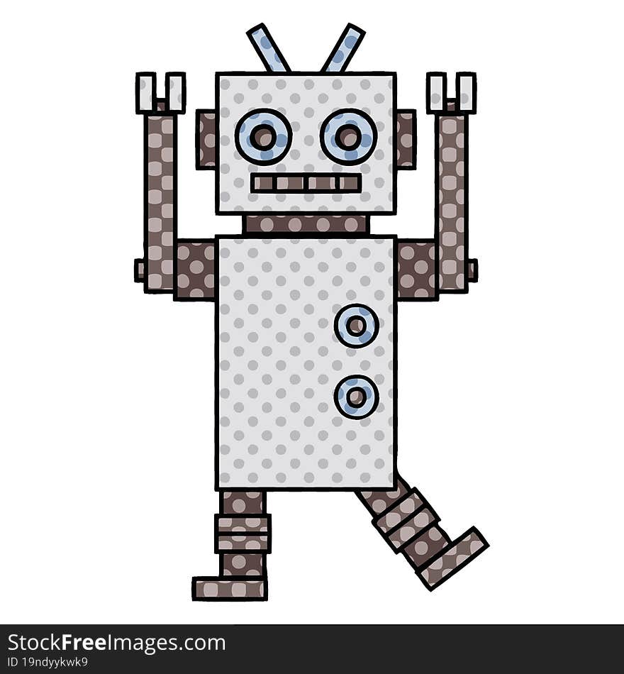 Comic Book Style Cartoon Dancing Robot