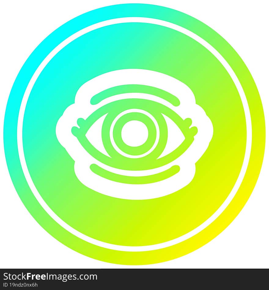 staring eye circular in cold gradient spectrum