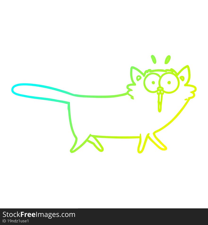 Cold Gradient Line Drawing Cartoon Cat