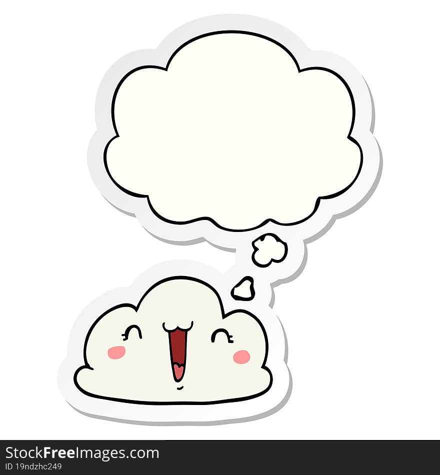 cartoon cloud and thought bubble as a printed sticker