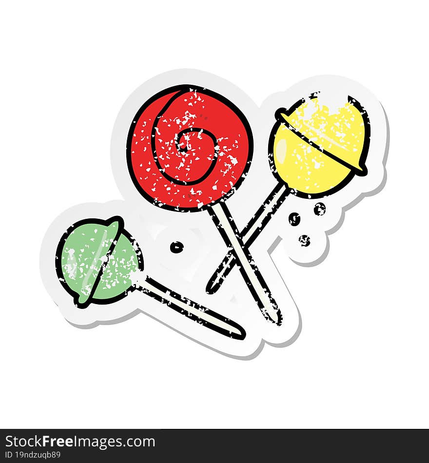 distressed sticker of a cartoon lollipop