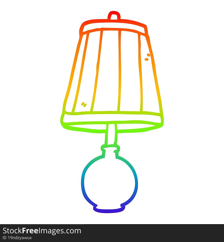 rainbow gradient line drawing of a cartoon table lamp