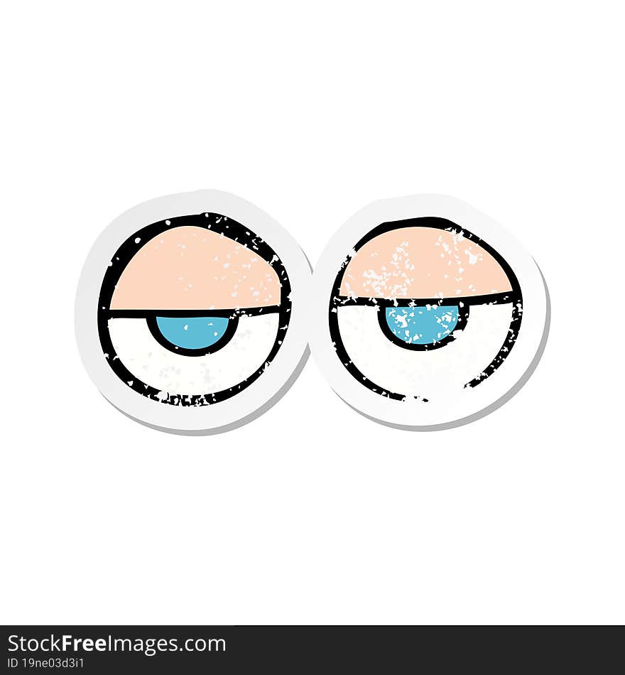 retro distressed sticker of a cartoon eyes