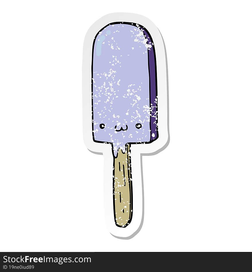 distressed sticker of a cartoon ice lolly