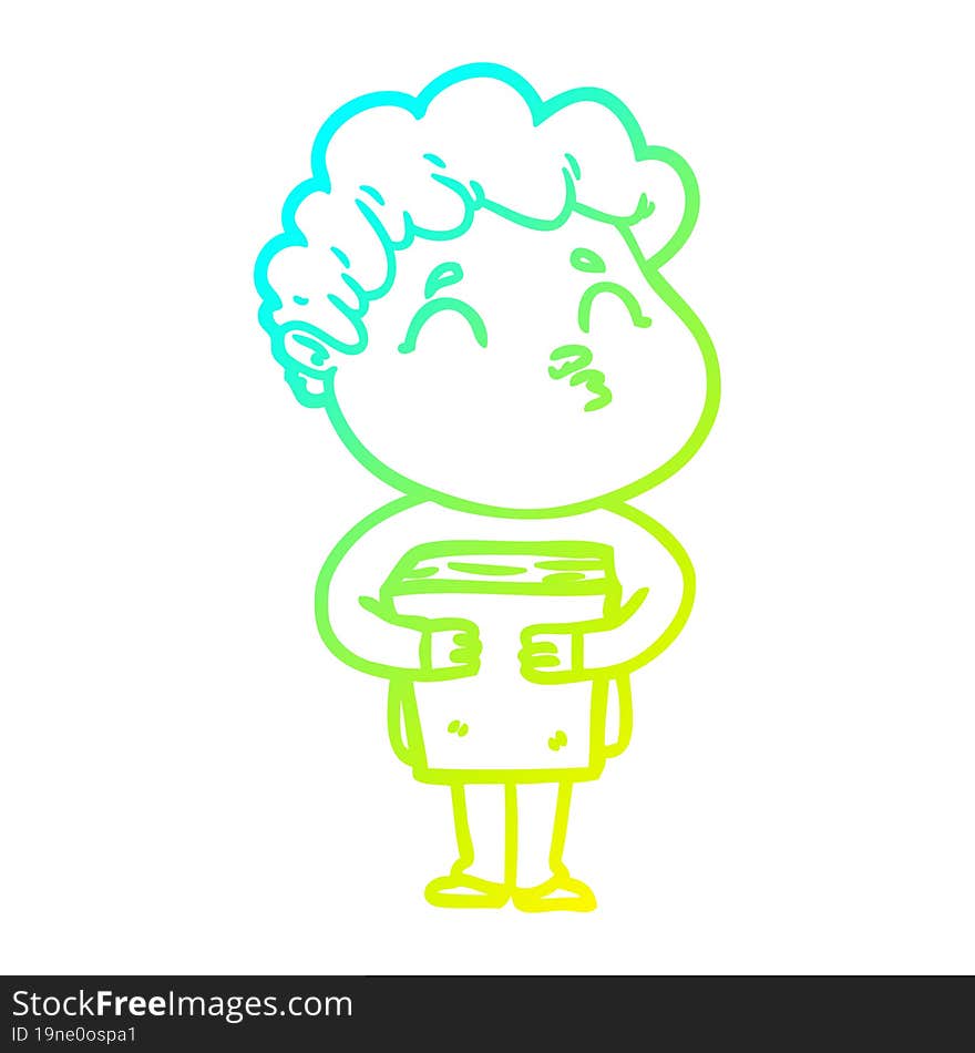 cold gradient line drawing cartoon man pouting