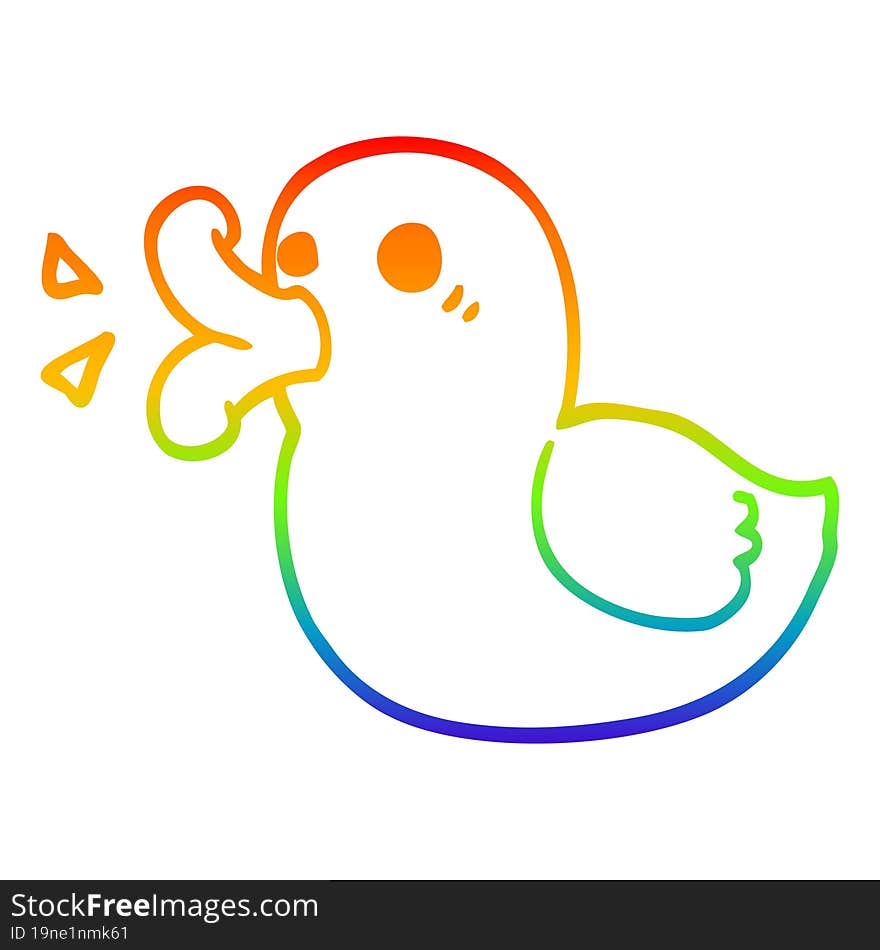 rainbow gradient line drawing cartoon rubber duck