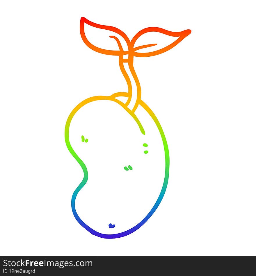 rainbow gradient line drawing cartoon sprouting seed