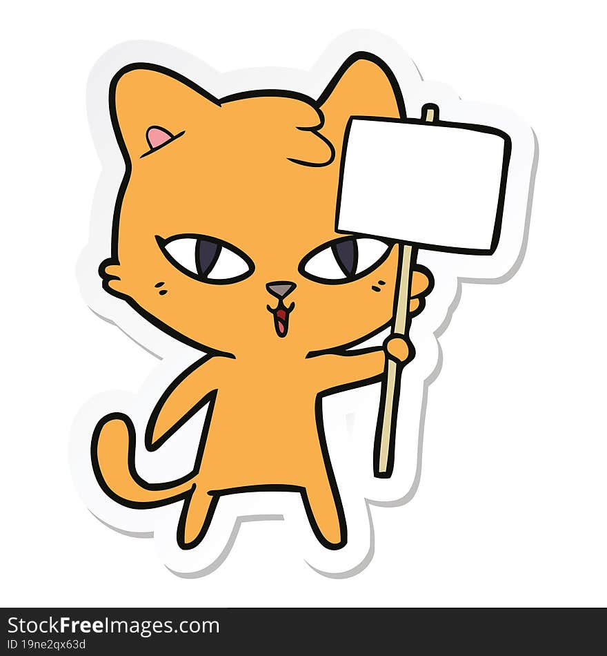 Sticker Of A Cartoon Cat