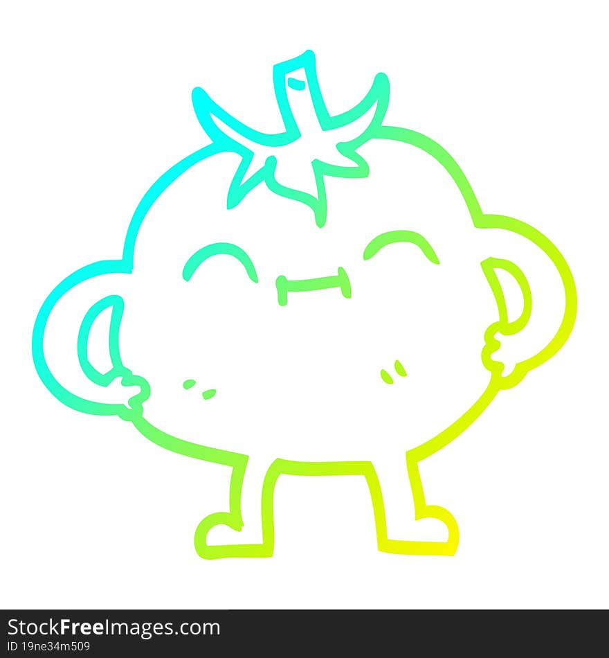 cold gradient line drawing cartoon happy tomato