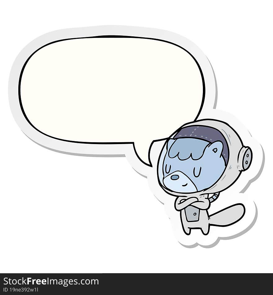 Cartoon Cat Astronaut Animals And Speech Bubble Sticker