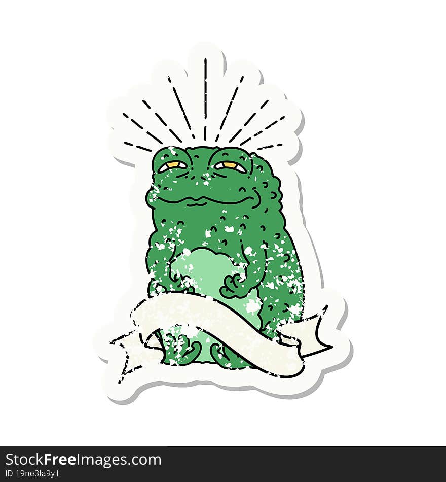 grunge sticker of tattoo style toad character