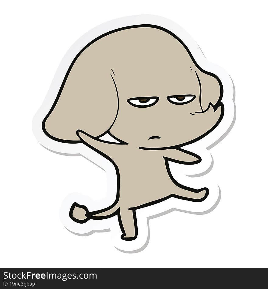 sticker of a annoyed cartoon elephant