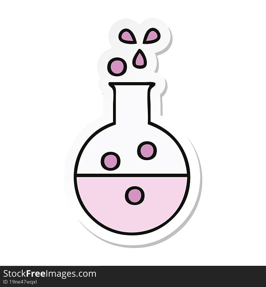 Sticker Of A Cute Cartoon Chemistry Tube