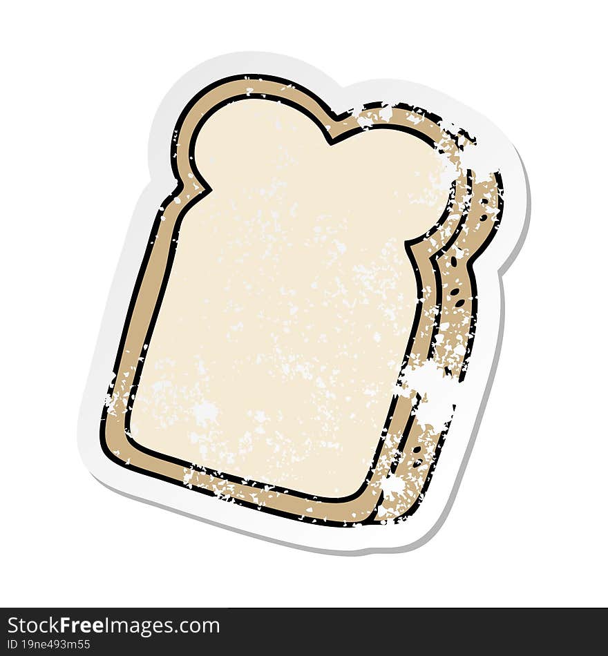 distressed sticker of a quirky hand drawn cartoon slice of bread