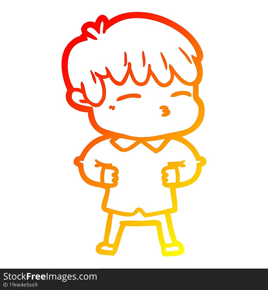 Warm Gradient Line Drawing Cartoon Curious Boy