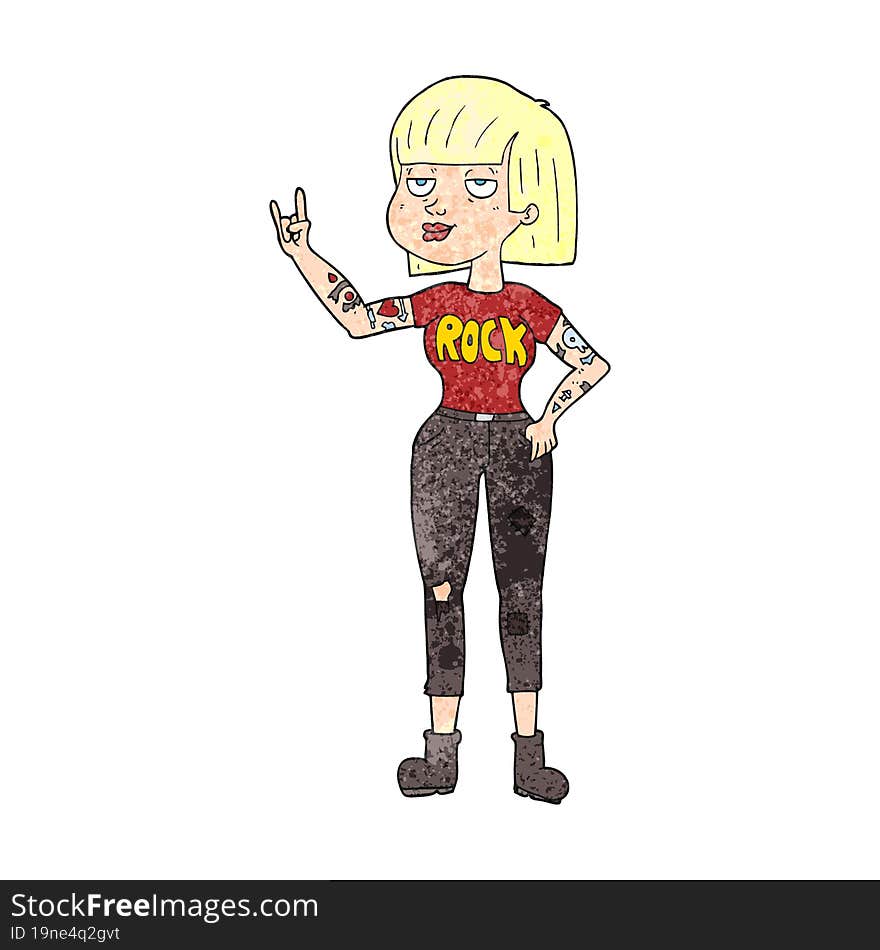 Textured Cartoon Rock Girl