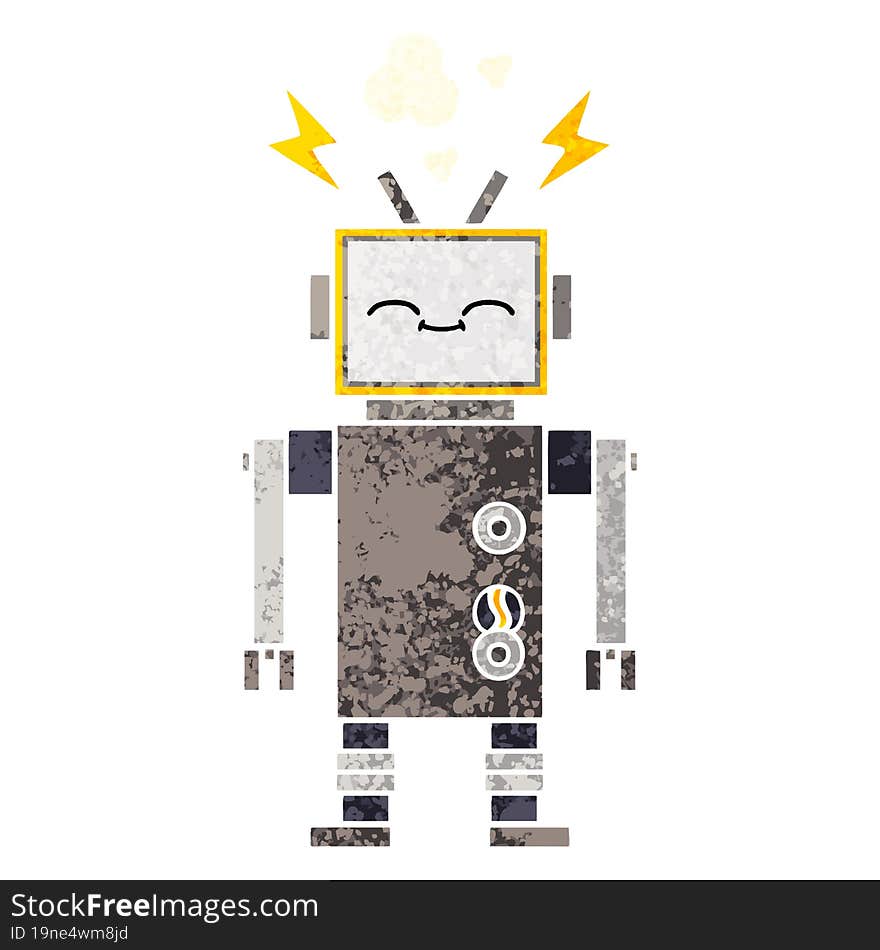 Retro Illustration Style Cartoon Robot