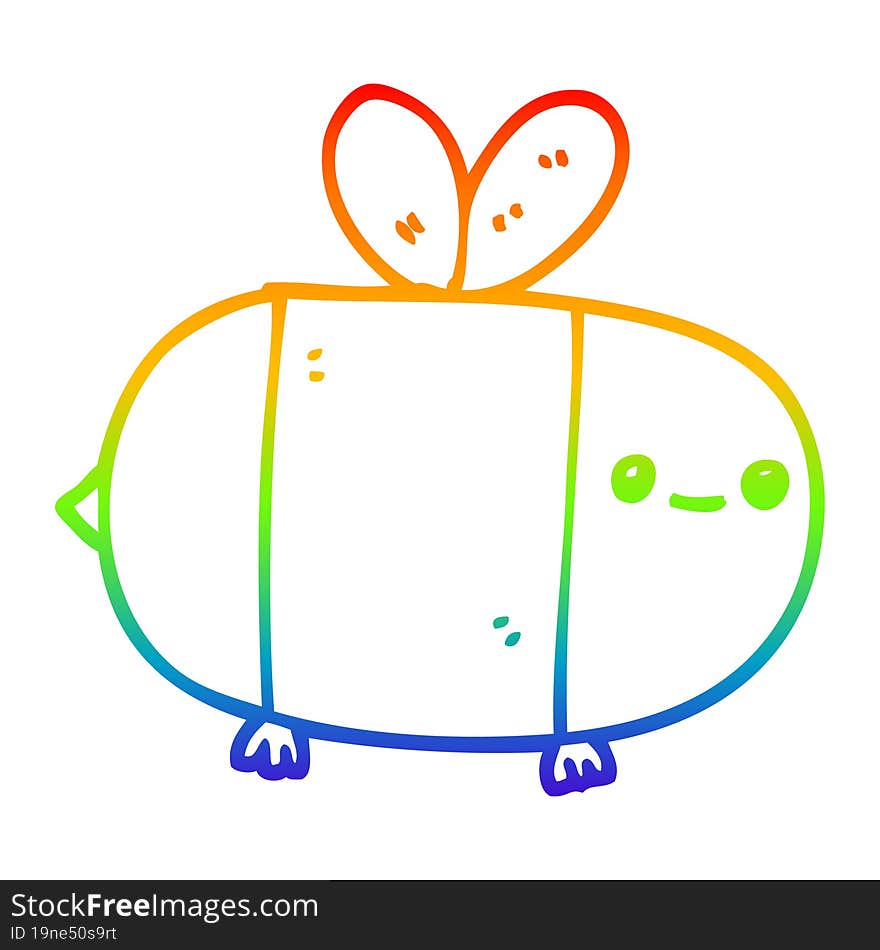 rainbow gradient line drawing cute cartoon bee