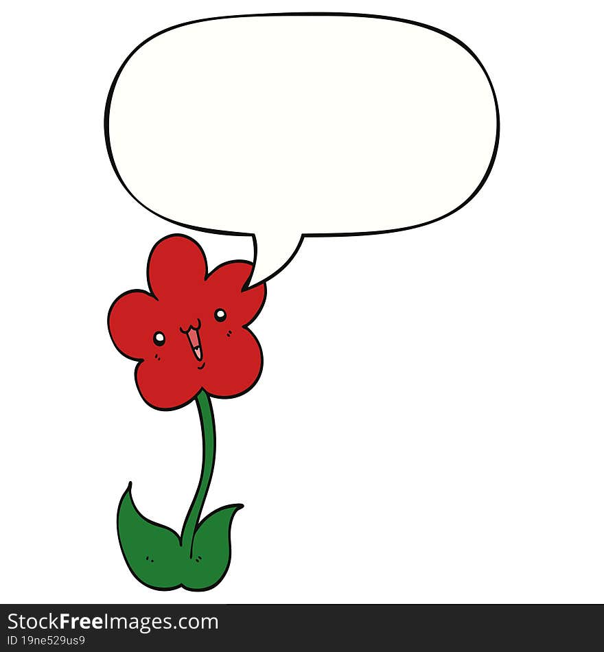 cartoon flower with speech bubble. cartoon flower with speech bubble