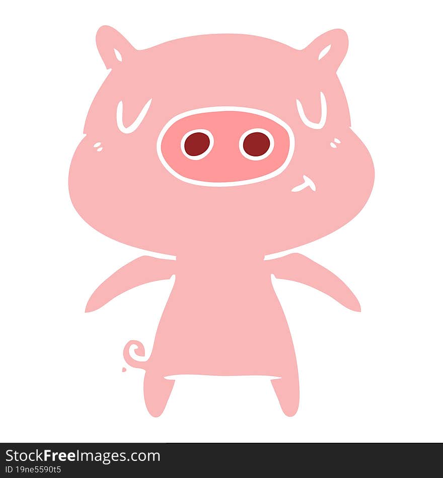 flat color style cartoon content pig