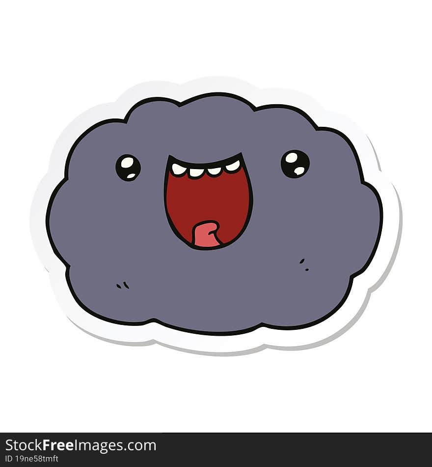 sticker of a cartoon happy cloud