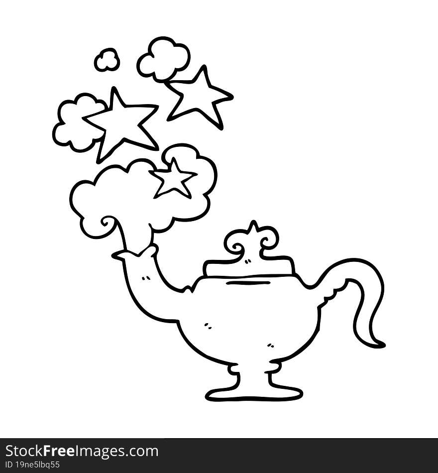 Line Drawing Cartoon Magic Lamp