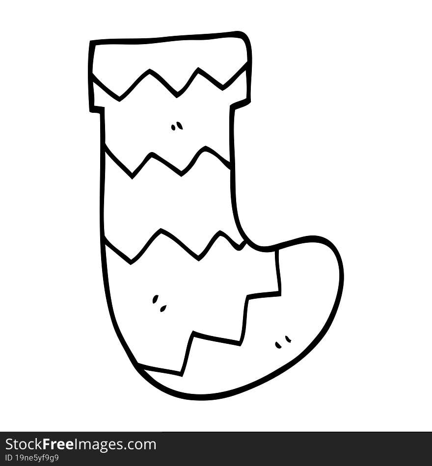 line drawing cartoon christmas stocking