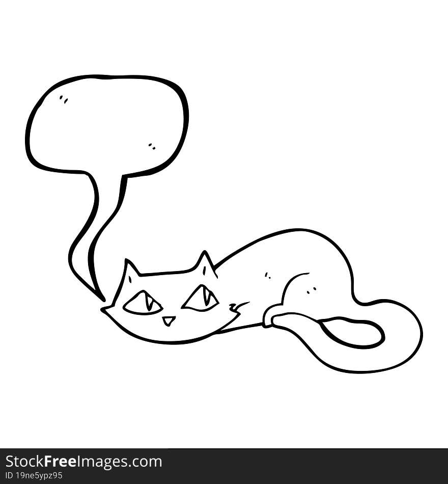 freehand drawn speech bubble cartoon cat