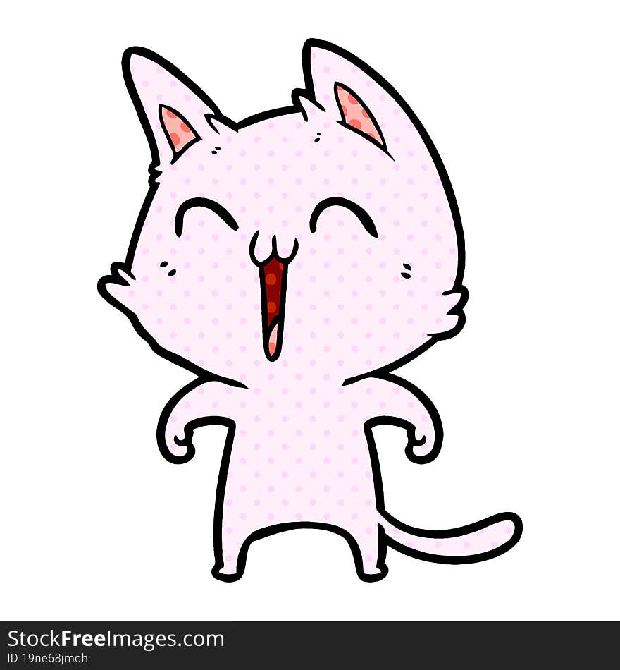 happy cartoon cat meowing. happy cartoon cat meowing