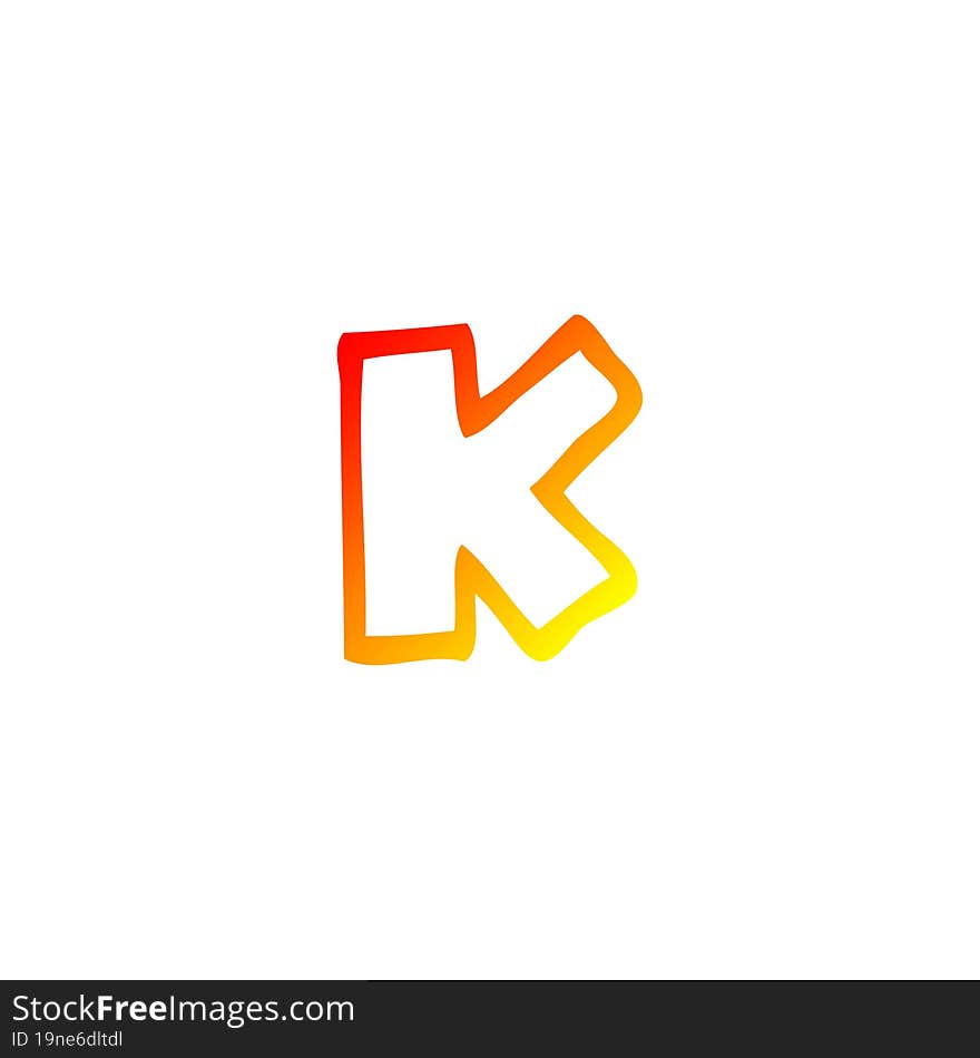 Warm Gradient Line Drawing Cartoon Letter K