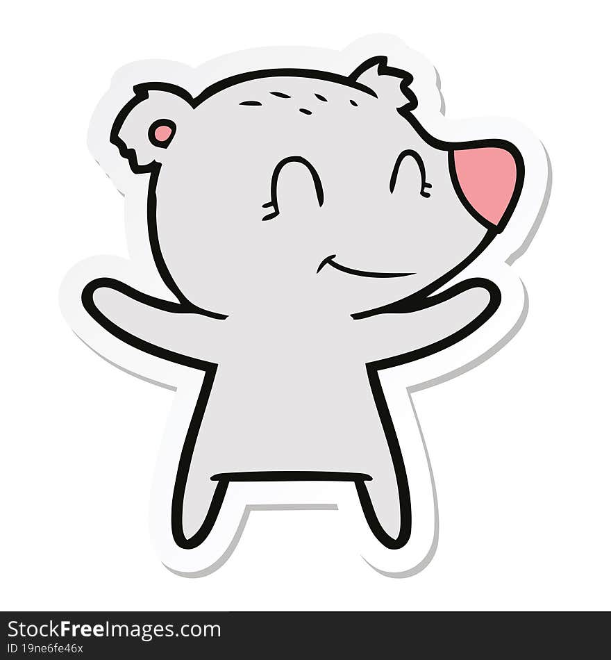 sticker of a smiling bear cartoon