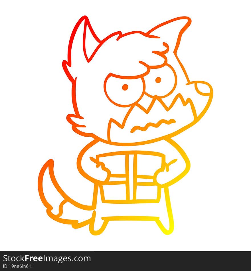 Warm Gradient Line Drawing Cartoon Annoyed Fox