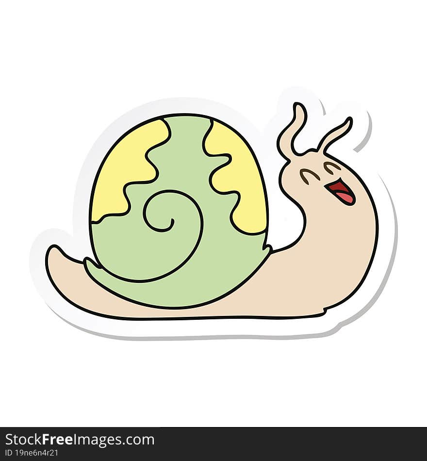 Sticker Of A Quirky Hand Drawn Cartoon Snail