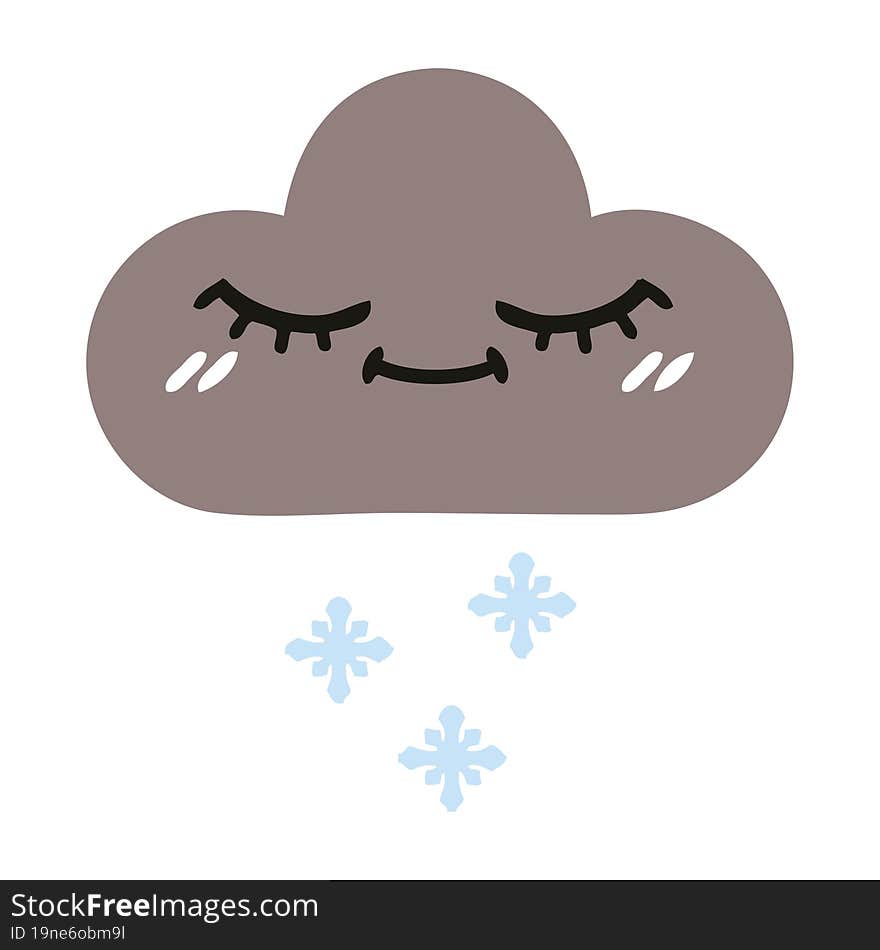 flat color retro cartoon storm snow cloud