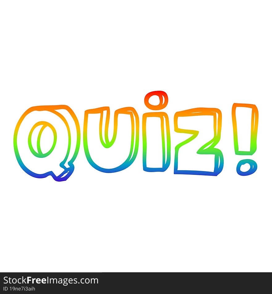 rainbow gradient line drawing of a cartoon quiz font