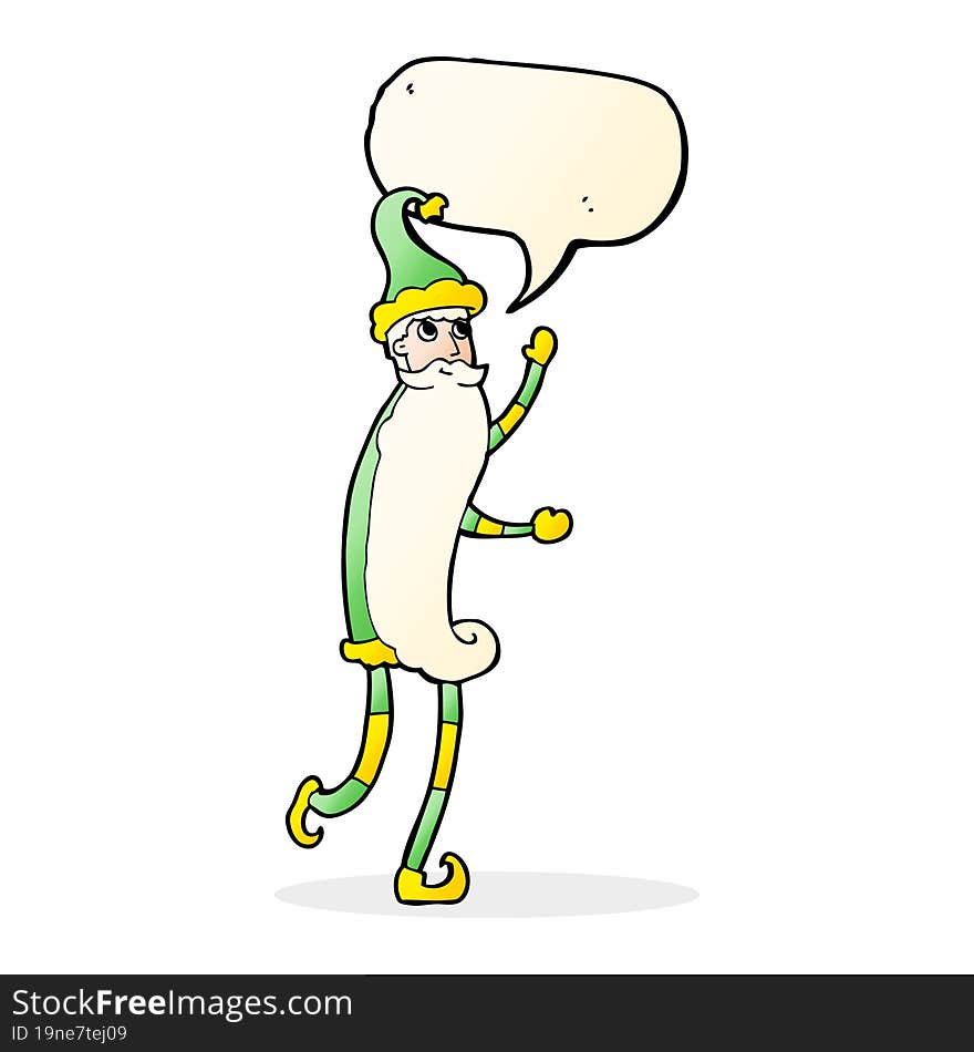 cartoon skinny santa with speech bubble