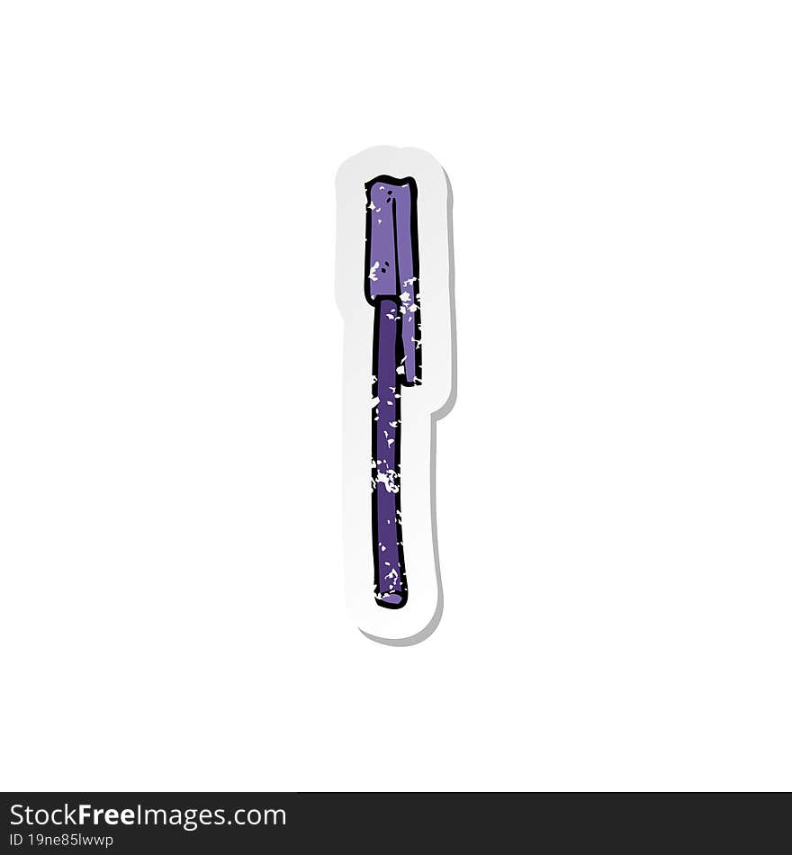 retro distressed sticker of a cartoon pen