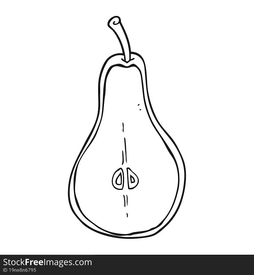 Black And White Cartoon Half Pear