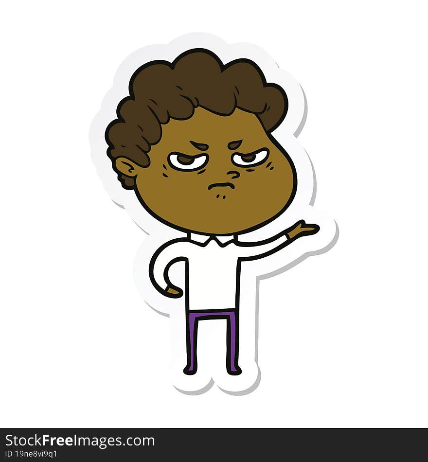 sticker of a cartoon angry man