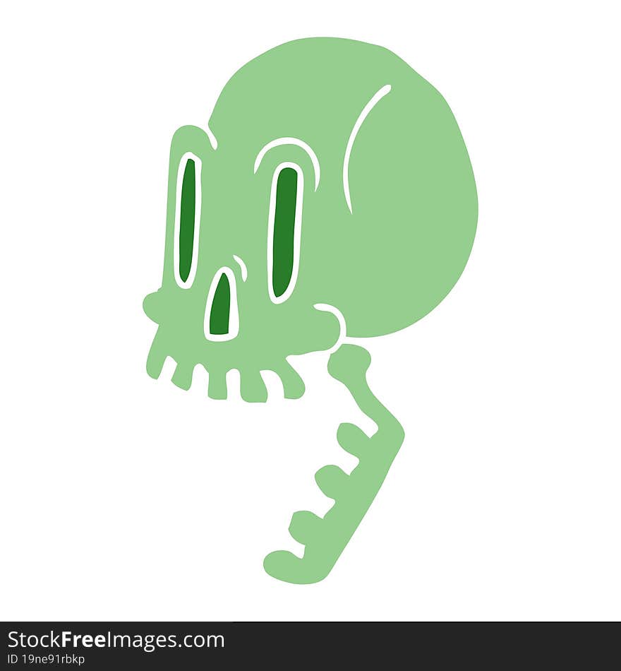 cartoon doodle green skull