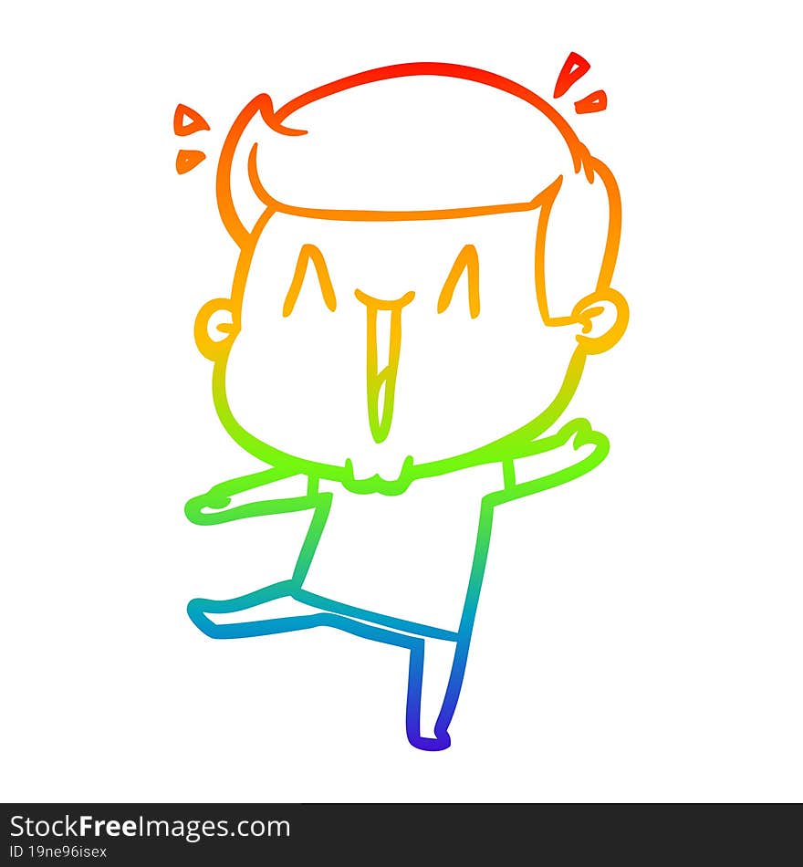 rainbow gradient line drawing cartoon excited man