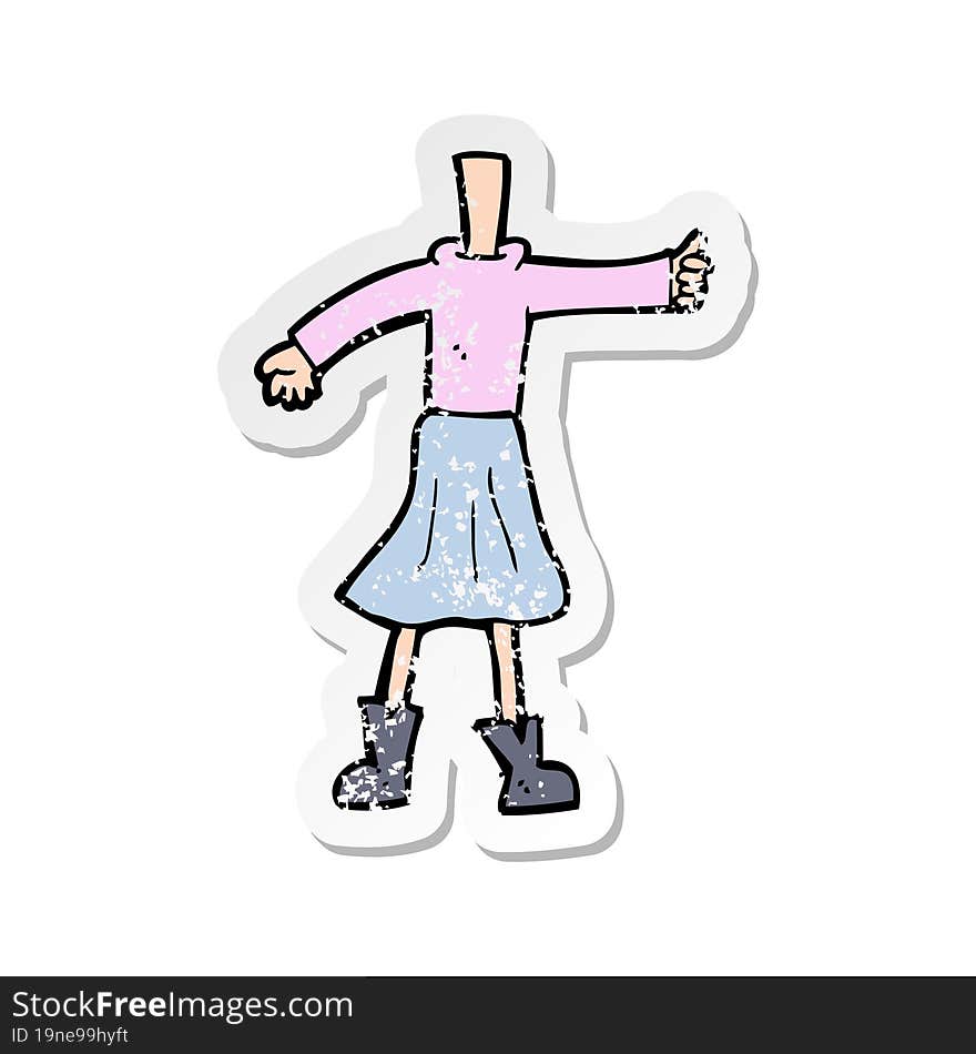 retro distressed sticker of a cartoon female body