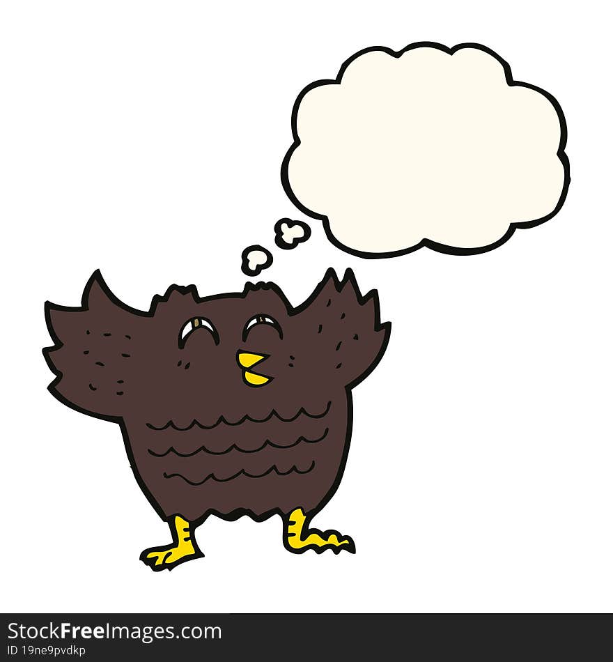 Cartoon Black Bird With Thought Bubble