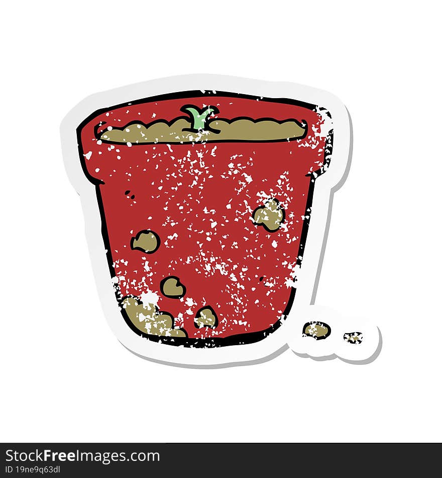 Retro Distressed Sticker Of A Cartoon Flower Pot