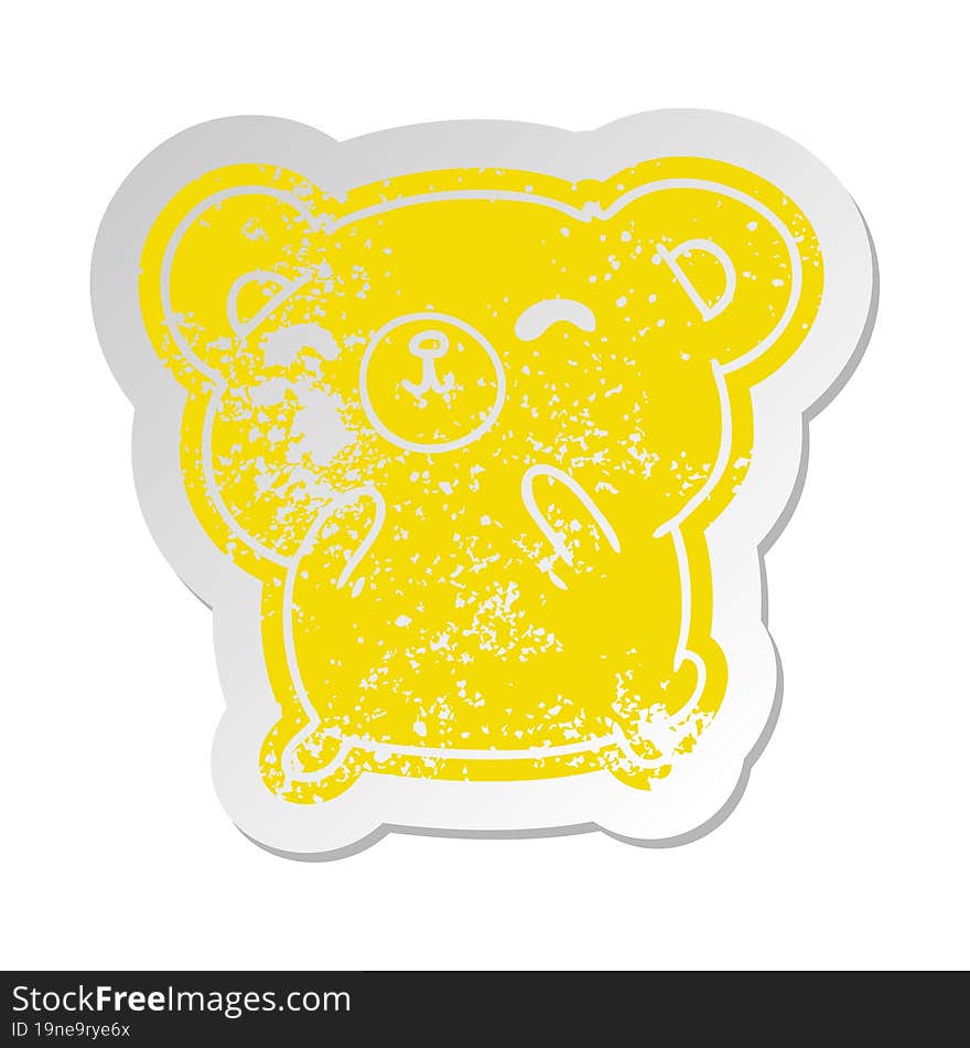 distressed old sticker kawaii cute happy bear